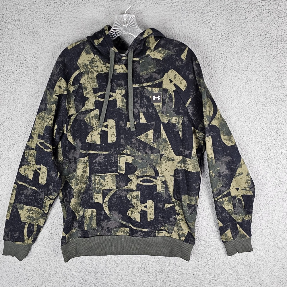 Under Armour Hoodie Mens M Multicolor Rival Fleece AOP Pullover 1373715 Pouch
